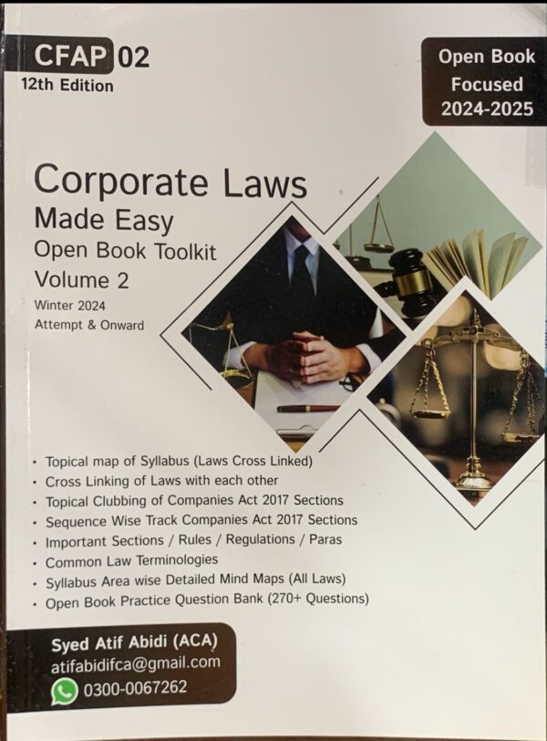 CFAP-2 CORPORATE LAWS MADE EASY STUDY NOTES VOL 2 BY SIR ATIF ABIDI 2025 EDITION  PRICE 2200 SET